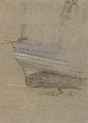Joseph E.Southall Study of the Stern of a Fishing Boat oil painting on canvas